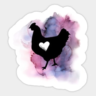 Chicken with Heart Watercolor Sticker